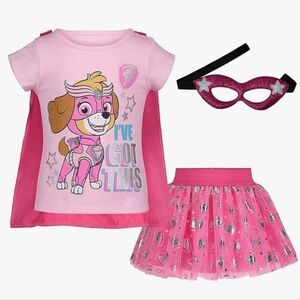 3T Paw Patrol Skye Girls Cosplay T-Shirt Tulle Tutu Cape and Mask 4 Piece Outfit